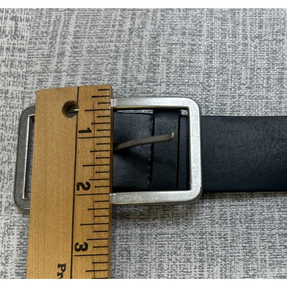 Banana Republic Black Leather Belt Men’s Small USA Rectangular Silver Buckle - Picture 4 of 7